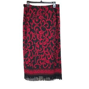 NINA LEONARD sweater knit skirt with fringe -  SZ M